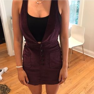 Free people maroon overall dress